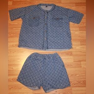 DENIM COORD Daze Flap Pocket Drop Shoulder Blouse & Shorts SIZE XL (6)